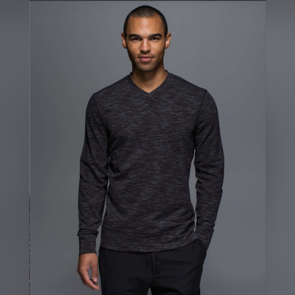 Lululemon Transit Long-sleeved Heathered Marled Black Large